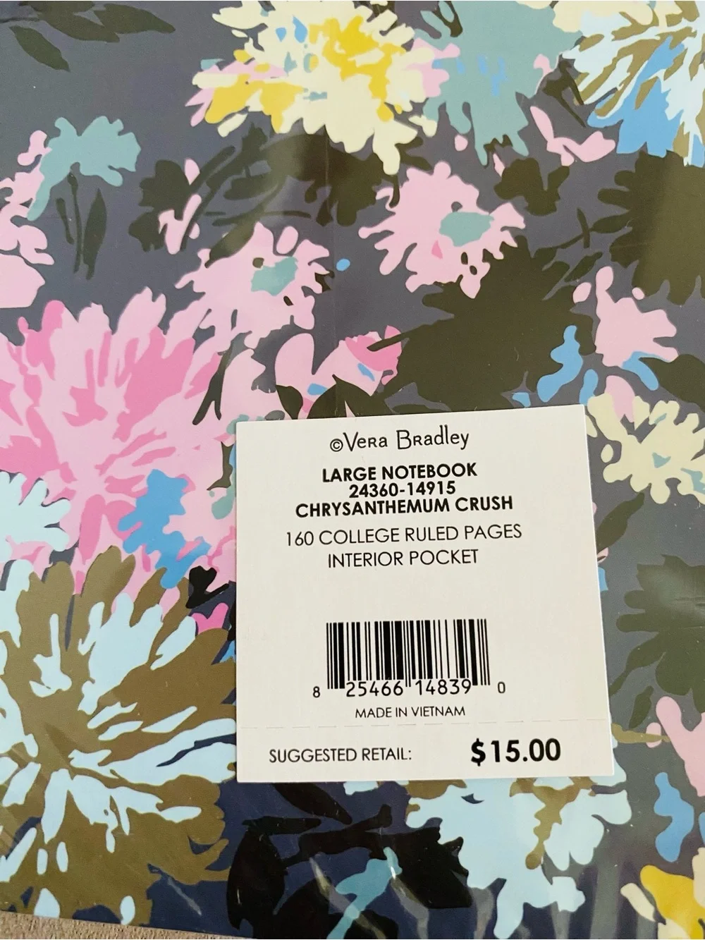 Vera Bradley Large Spiral Notebook NWT Chrysanthemum Crush. 160 pages